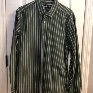 GAP Men's Dark Green Striped Button Down Shirt
